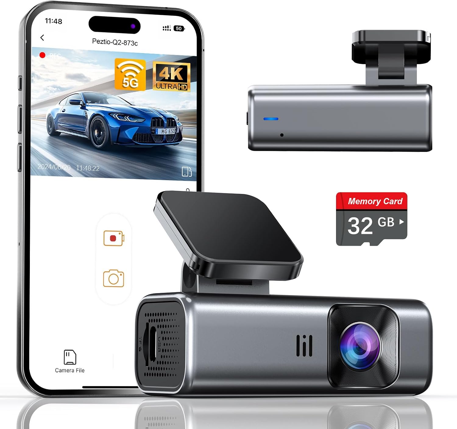 GALPHI 1080P Dash Cam with 64GB Card Included